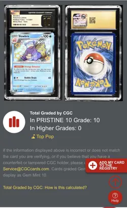 🌟TOP POP 10🌟Pokemon ENG Paldean Fates Shiny Rare Holo SLOWBRO CGC 10 PRISTINE - Image 4