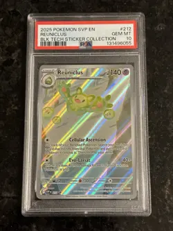 2025 Pokemon SVP Promo Reuniclus #212 – Black Tech Sticker Collection – PSA 10 - Image 1