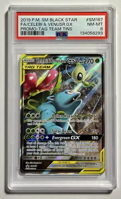 Celebi & Venusaur GX SM167 •PSA 8 NM-MT• Sun & Moon: Tag Team Promo 2019 - Image 1