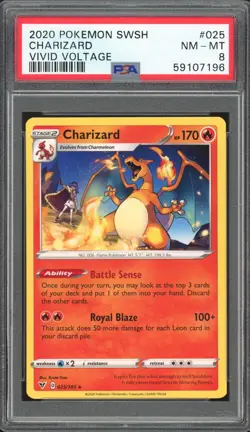 CHARIZARD 025/185 VIVID VOLTAGE POKEMON PSA 8 NM - MINT - Image 1