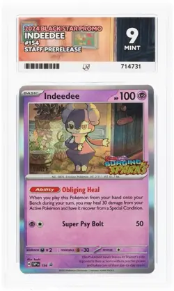 Indeedee 2024 Black Star Promo Staff Prerelease Pokemon Card 154 Ace 9 - Image 3