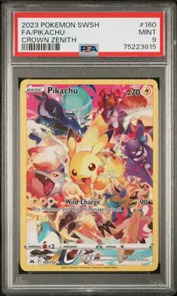 2023 Pokemon Sword and Shield Crown Zenith 160 Full Art/Pikachu PSA MINT 9 - Image 1