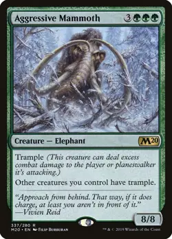 MTG AGGRESSIVE MAMMOTH 337 - CORE SET 2020 M20 - OTHER CREATURES HAVE TRAMPLE - Image 1