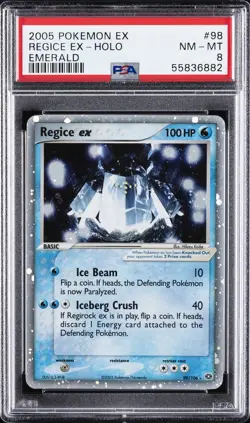 2005 POKEMON EX EMERALD #98 REGICE EX-HOLO PSA 8 - Image 1