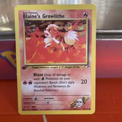 Pokemon TCG Blaine's Growlithe 62/132 1st Edition Gym Heroes CommonWOTC Vintage - Image 3