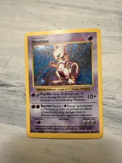 Pokemon Shadowless Mewtwo Base Set Holo Rare 010/102 60 HP English Ken Sugimori - Image 1