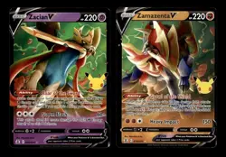 Zacian V 016/025 & Zamazenta V 018/025 Ultra Rare Celebrations Pokemon Card - Image 1