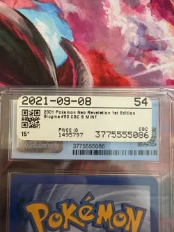 Pokemon Slugma 53/64 Neo Revelation 1st Edition CGC 9 Mint - Image 2