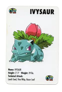 Ivysaur #02 KFC Pokemon mini card promo 1998 - Image 1