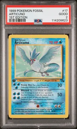 1999 POKEMON FOSSIL 1ST ED #17 ARTICUNO PSA 2 - Image 1