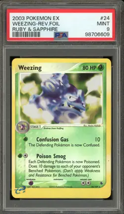 Pokemon Weezing EX Ruby & Sapphire Reverse Holo Rare #24 PSA 9 Mint - Image 1