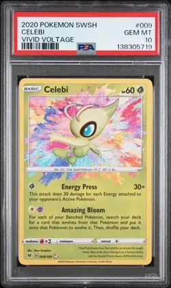 Pokemon Celebi 009/185 Amazing Rare Holo Vivid Voltage 2020 PSA 10 English - Image 1