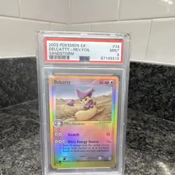Pokemon Delcatty 80 HP Uncommon Reverse Holo 34/100 Sandstorm 2003 PSA 9 - Image 1
