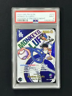 2025 ONE PIECE PROMOS DODGERS X ONE PIECE NIGHT #010 MONKEY D. LUFFY PSA 9 - Image 1