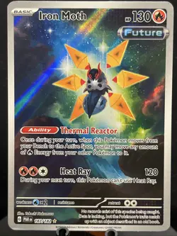 Pokemon TCG Iron Moth Holo Illustration Rare Card 187/182 Paradox Rift - Image 1