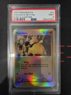 Pokemon TCG: PSA 9 Makuhita 57/109 Reverse Holo 2003 Ruby & Sapphire - Image 1