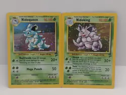 Nidoqueen and Nidoking Holos (2) - English Pokemon Base Set 2 - LP/NM see pics! - Image 1