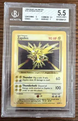 1999 Pokemon Base Set Zapdos Holo #16/102 BGS 5.5 - Image 1
