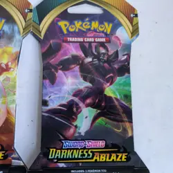 Qty.2 Pokemon TCG Sword & Shield | Darkness Ablaze | Sleeved Booster Pack New - Image 3
