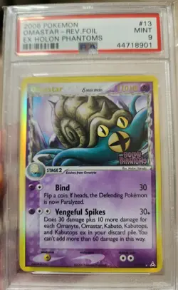 2006 POKEMON EX HOLON PHANTOMS 13 OMASTAR-REVERSE PSA 9 MINT - Image 1