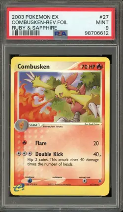Pokemon Combusken EX Ruby & Sapphire Reverse Holo #27 PSA 9 Mint - Image 1