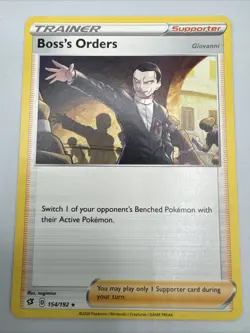 Boss's Orders 154/192 SWSH Rebel Clash Holo Rare Trainer Pokemon TCG 2020 NM - Image 1