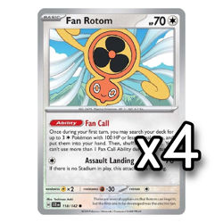 4x REVERSE HOLO Fan Rotom 118/142 Stellar Crown Pokemon Playset x4 - Image 1
