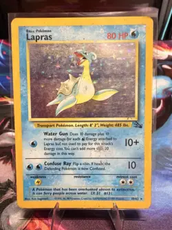 Pokemon Lapras 80HP Fossil 10/62 Holo Rare Basic Unlimited Card 1999 - Image 1
