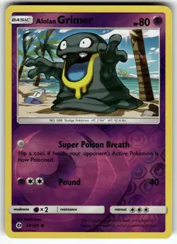 Alolan Grimer 57/149 SM Base Set LP Pokemon Card TCG - Image 1