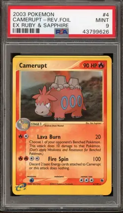Pokemon Camerupt EX Ruby & Sapphire Reverse Holo Rare #4 PSA 9 Mint - Image 1