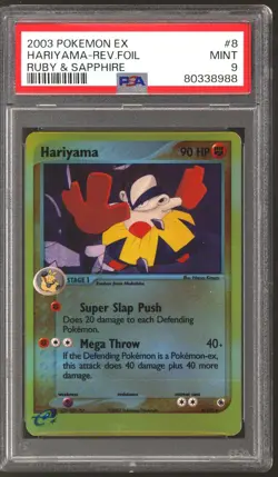 Pokemon Ruby & Sapphire Reverse Holo Foil Hariyama 8/109 PSA 9 - Image 1