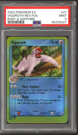 Pokemon Ruby & Sapphire Reverse Holo Foil Vigoroth 47/109 PSA 9 - Image 1