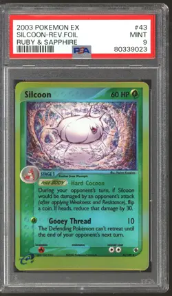 Pokemon Ruby & Sapphire Reverse Holo Foil Silcoon 43/109 PSA 9 - Image 1