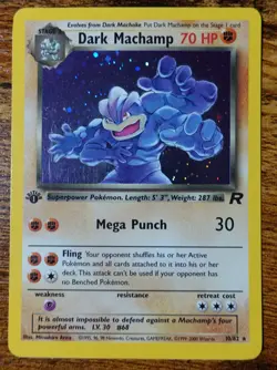 Dark Machamp 10/82 1st Edition Team Rocket Holo Rare Pokemon Card LP - Image 1