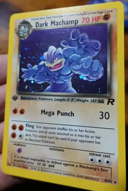 Dark Machamp 10/82 1st Edition Team Rocket Holo Rare Pokemon Card LP - Image 5