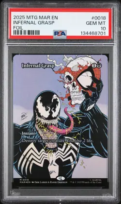 PSA 10-2025 MAGIC THE GATHERING MARVEL'S SPIDER-MAN: 0018 INFERNAL GRASP Foil - Image 1