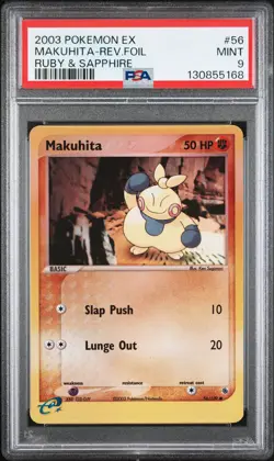 2003 Pokemon Ex Ruby & Sapphire #56 Makuhita Reverse Foil PSA 9 MINT - Image 1