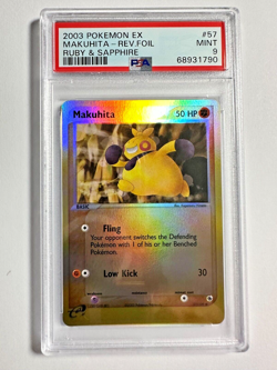 PSA 9 Mint Makuhita Reverse Holo 2003 Pokemon EX Ruby & Sapphire #57 - Image 1