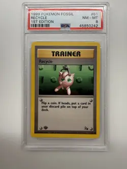 1999 POKEMON FOSSIL 1ST EDITION #61 RECYCLE PSA 8 - Image 1