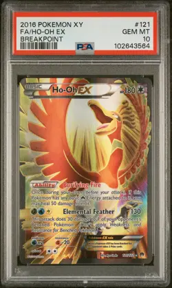 2016 POKEMON XY BREAKPOINT #121 FULL ART/HO-OH EX PSA 10 - Image 1