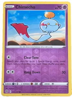 New: 2022 Pokemon TCG Chimecho Sword & Shield Brilliant Stars 063 Reverse Holo - Image 1