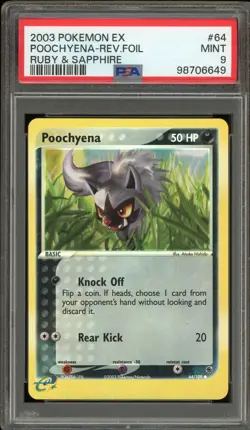 Pokemon Poochyena EX Ruby & Sapphire Reverse Holo #64 PSA 9 Mint - Image 1