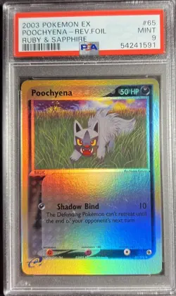 2003 Pokemon EX Ruby & Sapphire 65 Poochyena Reverse PSA 9 - Image 1