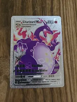 Pokemon Charizard VMAX SILVER Foil Fan Art Collector Card - 330 HP - 107/122 - Image 1