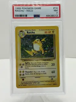 Pokemon Raichu 014/102 Base Set Holo PSA 7 - Image 1