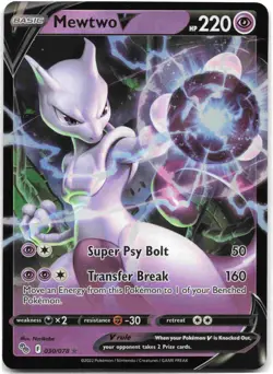 Mewtwo V Ultra Rare Pokemon GO PGO Psychic Holo 030/078 NM - Image 1