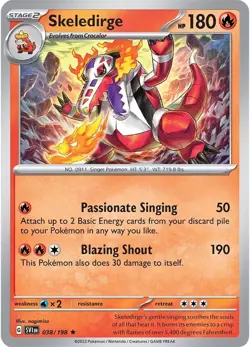 Skeledirge 038/198 Non Holo Theme Deck Promo Scarlet & Violet Pokemon Card NM - Image 1
