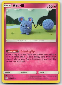 Pokemon Card Azurill Yarn Asako Ito Cosmic Eclipse 146/236 - Image 1
