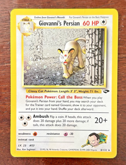 Pokemon GIOVANNI'S PERSIAN Card ~ Gym Challenge ~ 8/132 ~ Holographic ~ Rare - Image 1