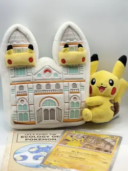 National history exclusive Pokemon card Pikachu at the museum and plush toy - Image 1